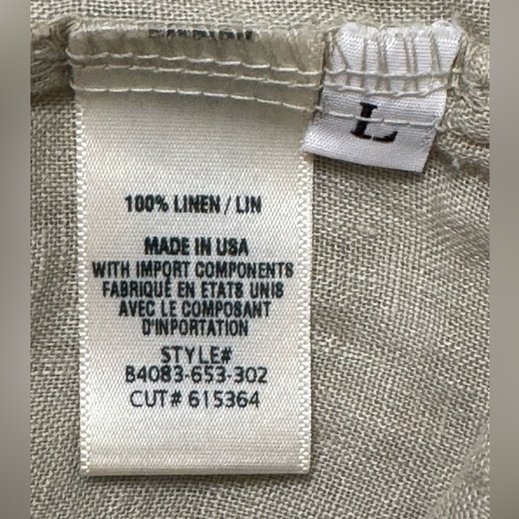 BELLA DAHL EUC Sz L 100% Linen Flowy Pocket Button Down Shirt, Tan - Picture 3 of 5